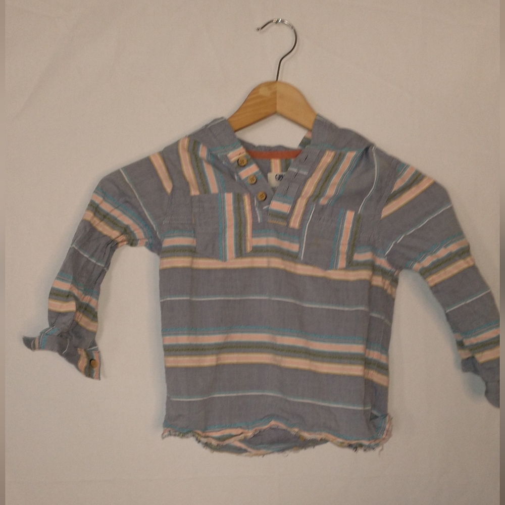 OshKosh B'Gosh Boys 4T Striped Beach Summer Pullover Pancho Hoodie